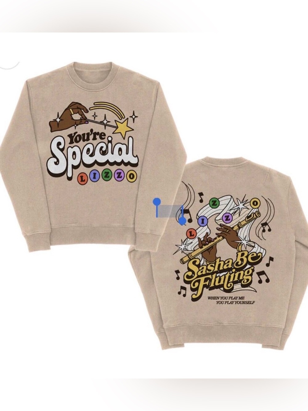 Lizzo Sweatshirt Size Large Tan You’re Special Sasha Be Fluting Homecoming Small